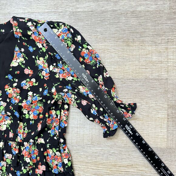 Boden Dress Wild Cluster 12UK 8USCrew Neck Knee Length Floral Black Long Sleeve‎ - Picture 8 of 12